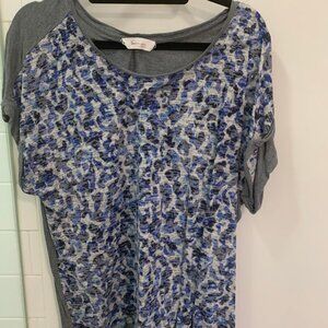 Vince Camuto Womens T-Shirt Tie Dye Size XL Blue & Grey Short Sleeve